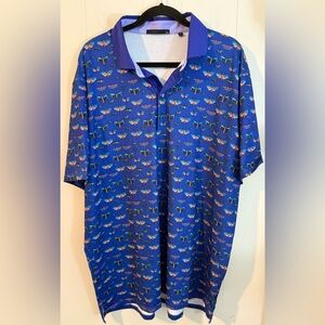 Greyson Golf Performance Polo Shirt Sz XXL Blue Dragonflies Insects